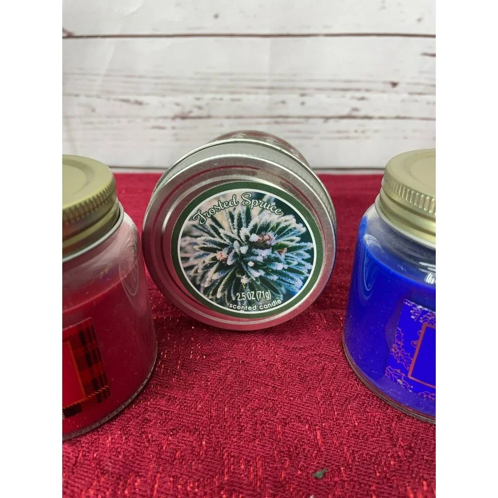 Sparkling Cinnamon, Glitter Berry, Frosted Spruce Lot of 3‎ Candles Gift Giving